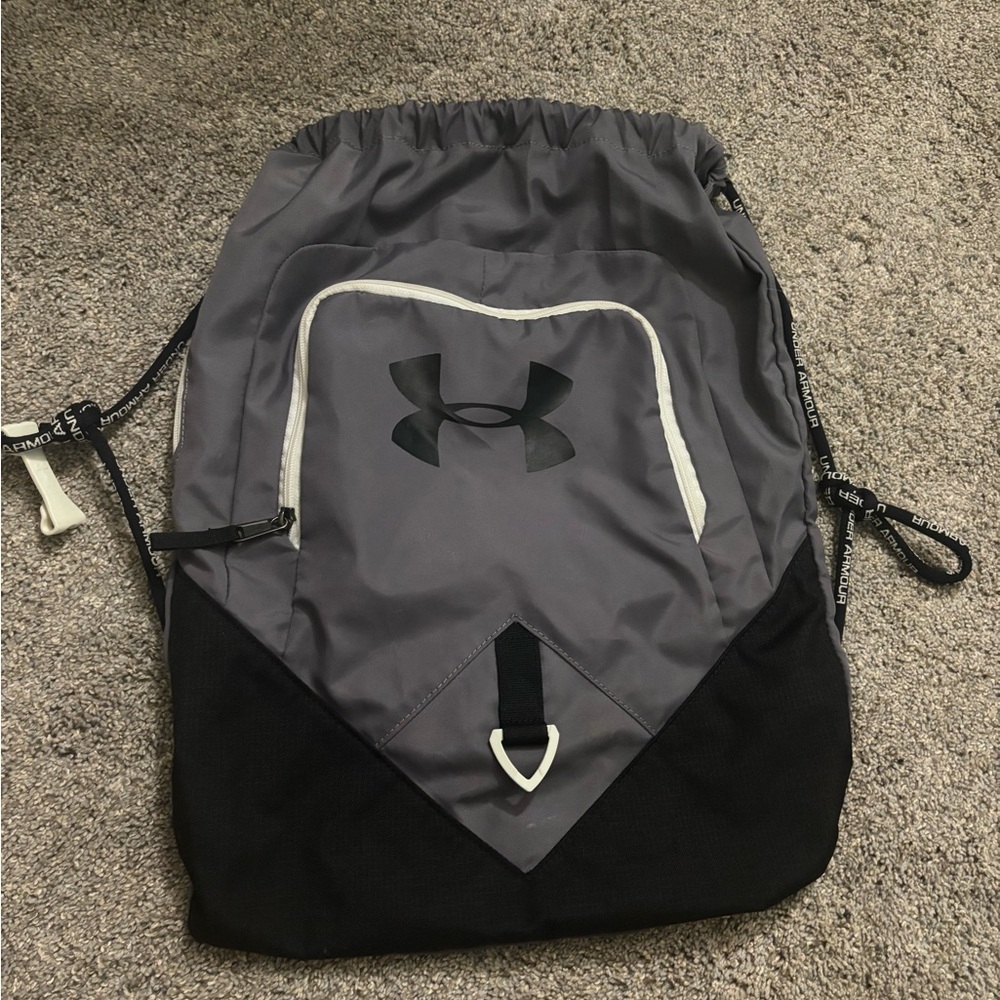 Under Armour Gray/Black Drawstring Bag Large Cinch Sack